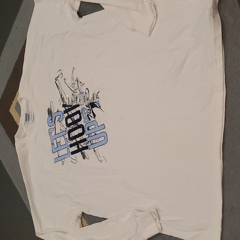 Men's XL ultra Cotton XL "let's hook up deep fishing " long sleeve shirt